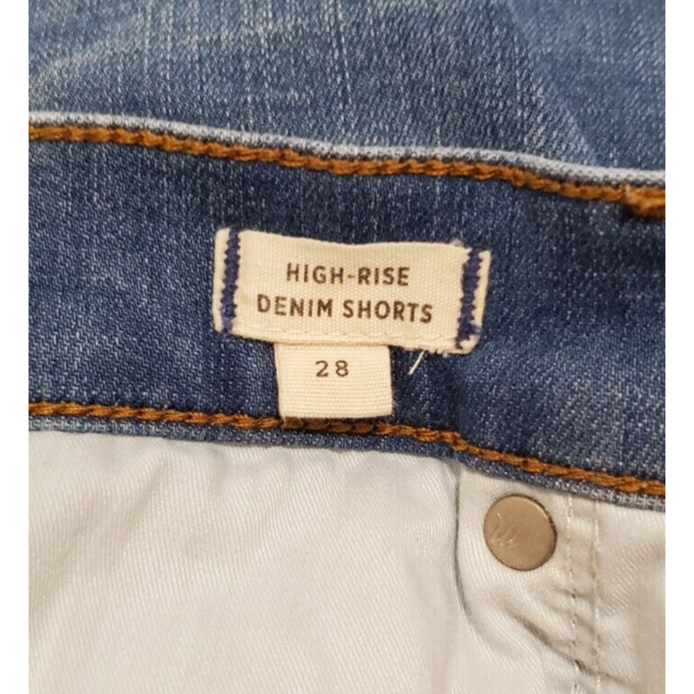 Madewell Blue Jean Shorts Denim High Rise Button Fly Raw Hem Stretch Women Sz 28 - Picture 4 of 5